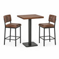 3-teiliges Bartisch-Set mit Tisch 80 × 80 × 91 cm und 2 Barstühlen 45 × 48 × 99 cm, Braun-Schwarz
