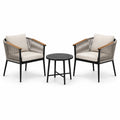 3-teiliges Gartenmöbel-Set mit 2 Sesseln 70 × 72 × 78 cm und Tisch Ø 50 × 48 cm, Beige/Grau/Schwarz/Braun