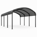 Doppelcarport aus beschichtetem Stahl mit Bogendach, 600 × 600 × 300 cm, Anthrazit