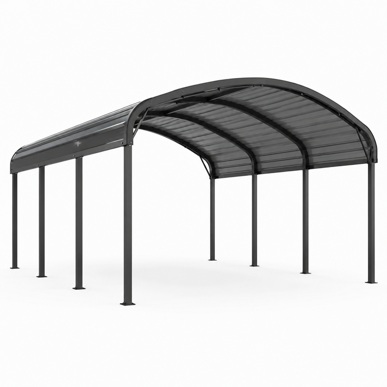 Doppelcarport aus beschichtetem Stahl mit Bogendach, 600 × 600 × 300 cm, Anthrazit
