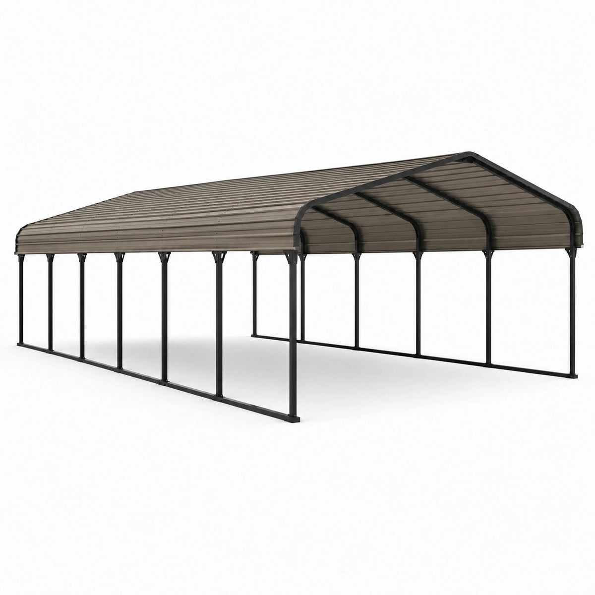 Doppelcarport mit Satteldach, 610 × 610 × 315 cm, Stahl, Schwarz/Taupe