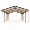 Freistehender Doppelcarport aus Metall mit Satteldach, 600 × 600 × 305 cm, Beige und Dunkelgrau