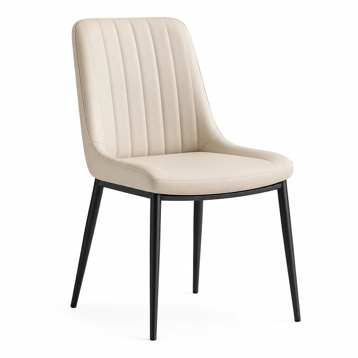 Moderner gepolsterter Esszimmerstuhl in Beige und Schwarz, 50 × 58 × 86 cm