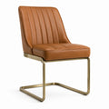 Moderner gepolsterter Esszimmerstuhl in Braun und Gold, 54 × 62 × 84 cm