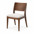 Moderner Esszimmerstuhl aus Holz mit Polstersitz, Dunkelbraun und Beige, 50 × 55 × 82 cm