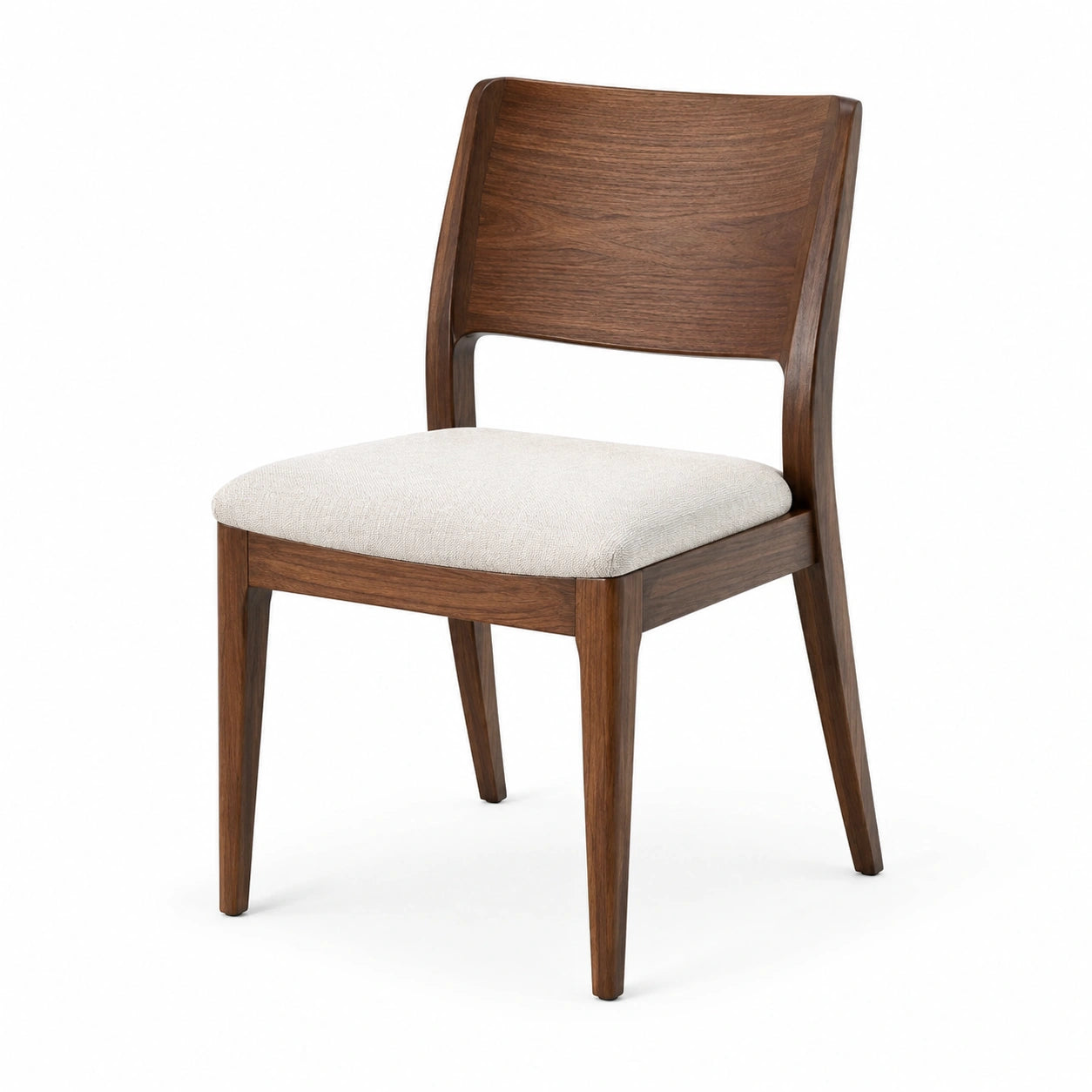 Moderner Esszimmerstuhl aus Holz mit Polstersitz, Dunkelbraun und Beige, 50 × 55 × 82 cm