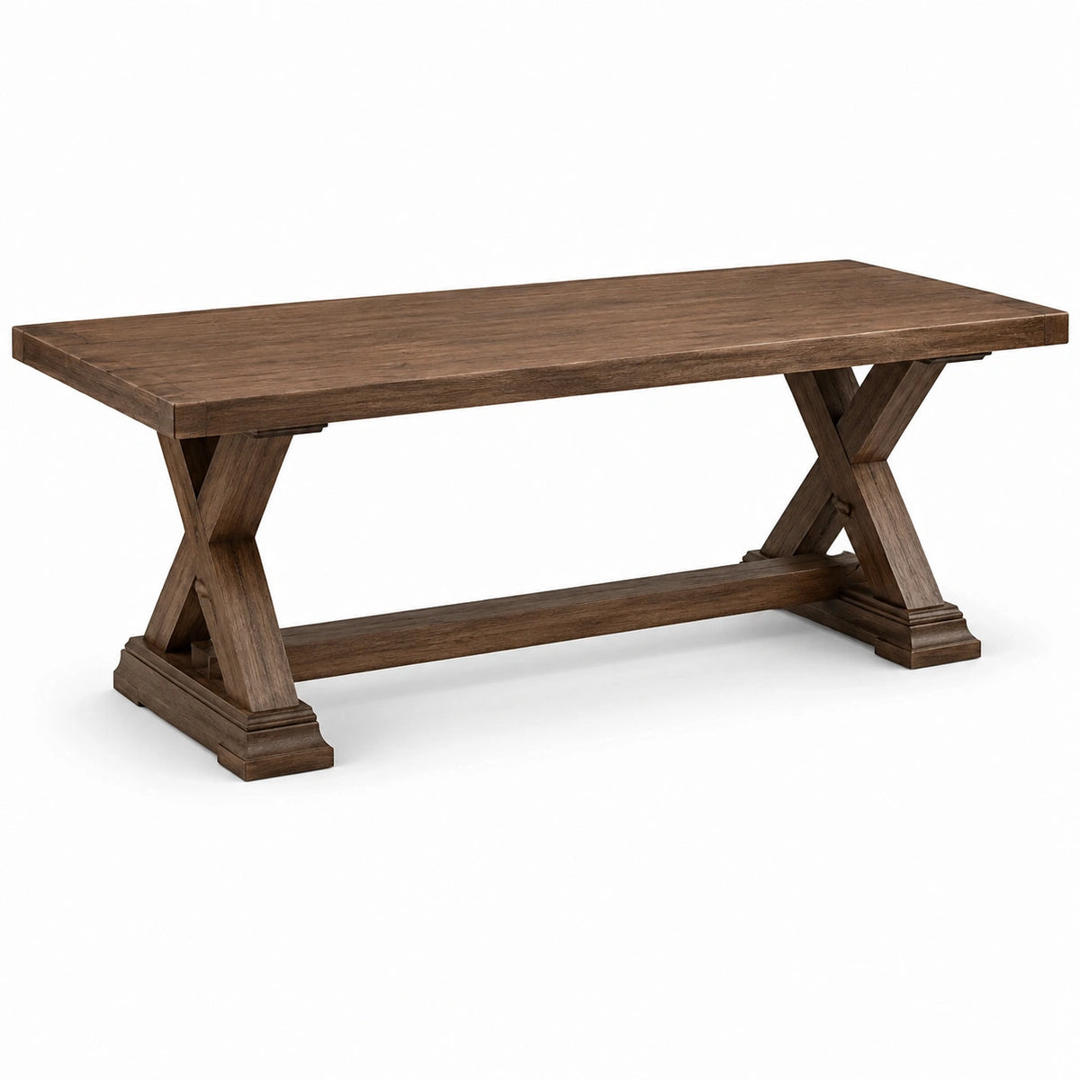 Esstisch aus Holz, Braun, 200 × 100 × 76 cm, rechteckig mit Kreuzgestell im Landhausstil