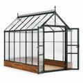 Gewächshaus mit Doppeltür im viktorianischen Stil, 250 × 190 × 240 cm, Dunkelgrün, Transparent und Braun