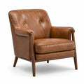 Sessel mit Bezug in Lederoptik und Holzgestell, Cognacbraun/Dunkelbraun, 78 × 82 × 86 cm