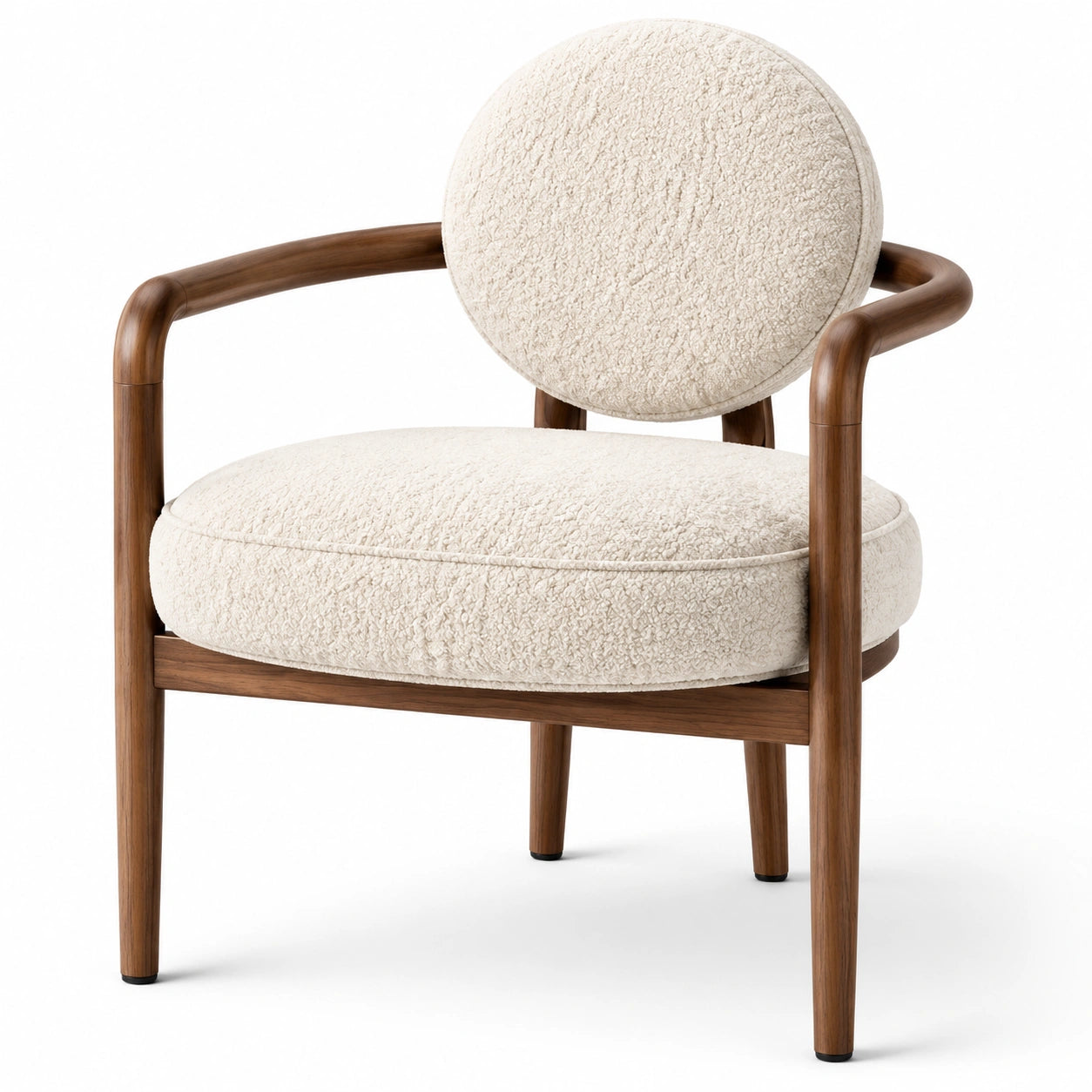 Moderner Loungesessel mit Armlehnen, 72 × 72 × 79 cm, Cremeweiß und Braun