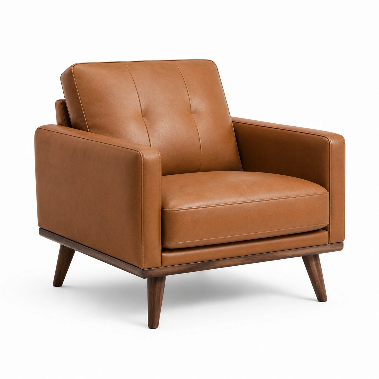 Wohnzimmersessel in Braun und Dunkelbraun, 96 × 88 × 85 cm, Lederoptik mit Holzgestell im Mid-Century-Stil